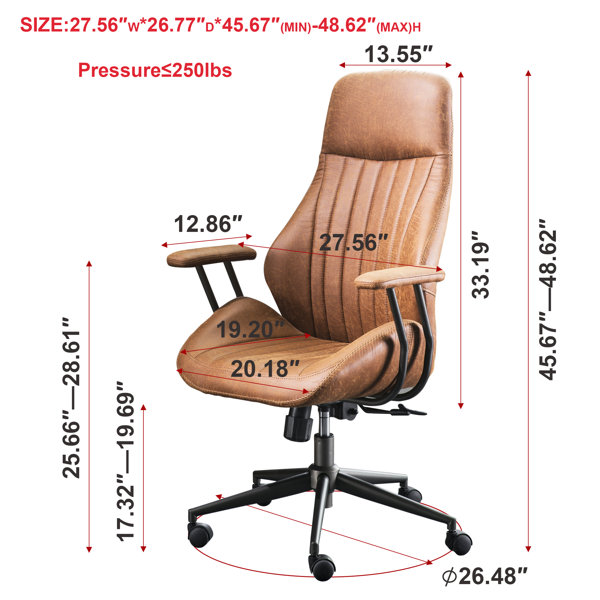 17 Stories High Back Swivel Ergonomic Executive Chair with Pad